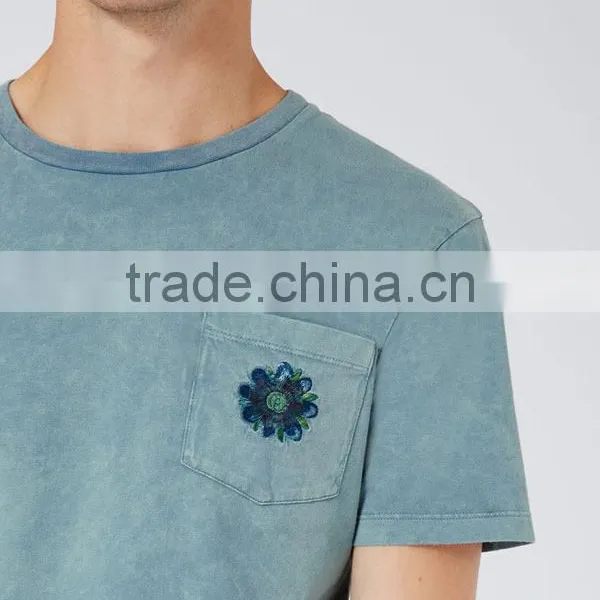 China High-end Short Sleeve Enzyme Wash Blue t Shirts photo-3