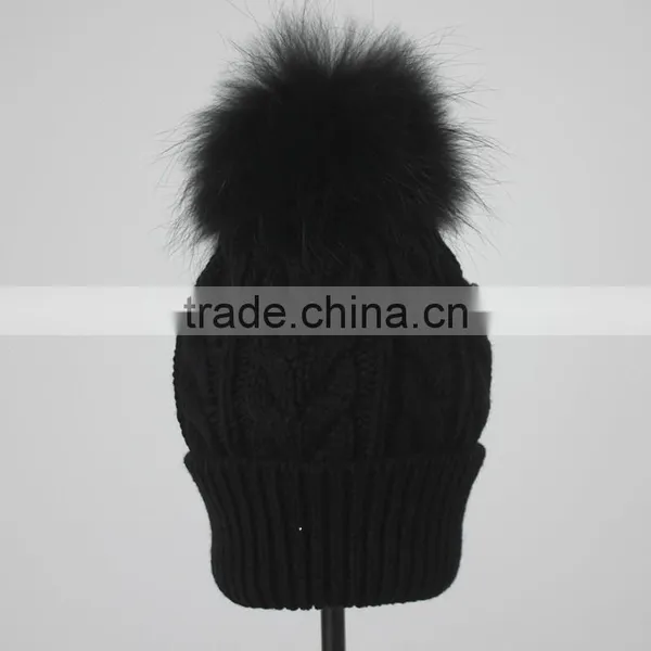 Myfur Stylish Pom Pom Winter Knit Hats Natural Real Raccoon Fur Balls Wholesale Custom Beanie Hat photo-4