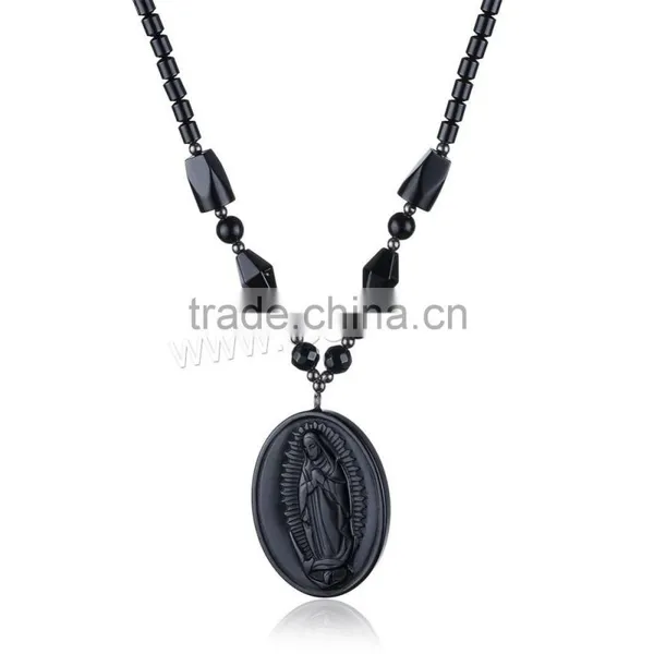 Hematite Necklace With Natural Black Obsidian Necklace India New Products Beautiful Girl Necklace