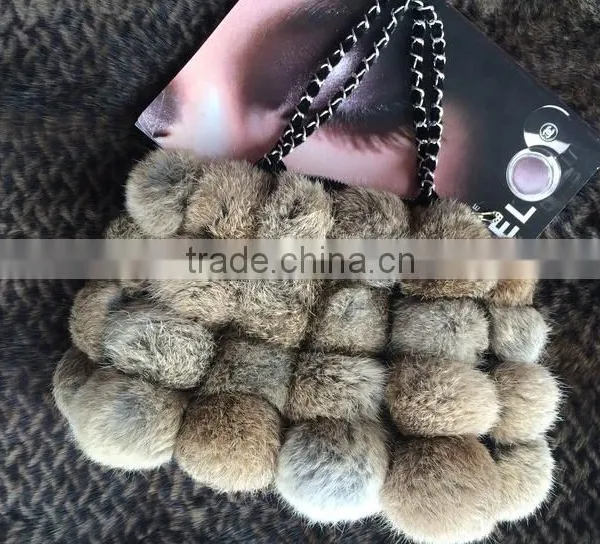 2016 New Design Rabbit Fur Pom Pom Bag/Wholesale And Retail/Fast Shipping/Super Quality photo-3