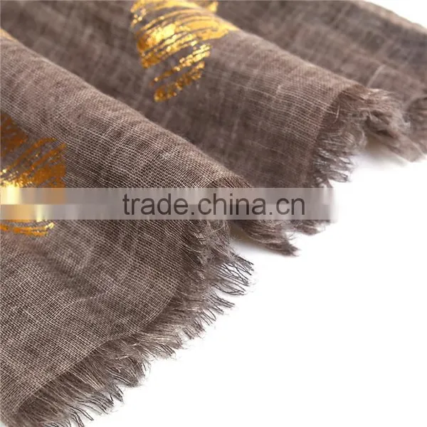 Cotton Polyester Blend Scarves & Wraps Rectangle Golden Brown Heart Import Scarf photo-2