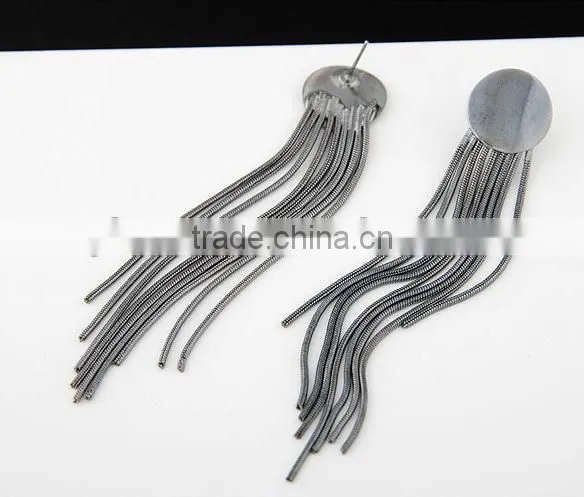 Alloy Contracted Tassels Circular Temperament Gold Earrings photo-4