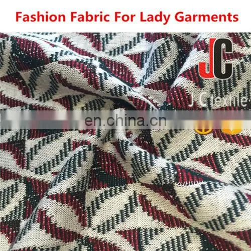 Fabric Importers Recycled Polyester Rayon Spandex T/R Yarn Dyed Jacquard Stretch Knit Fabric photo-2
