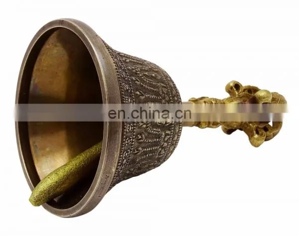 Tibetan Religious Brass Quality Bell Hand Vajra Dharma Objects Tibetan Buddhist Meditation Bells and Dorje Indian Antique photo-3