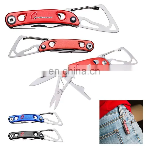 Hercules Small Stainless Steel Carabiner Multi Tool Knife With Bottle Opener,scissors,screwdriver