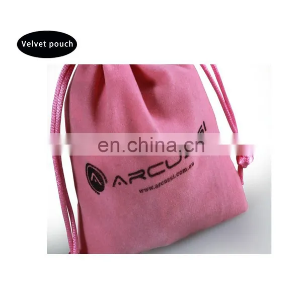 Custom Printed Pink Velvet Candy Wedding Velvet Jewellery Bag photo-4