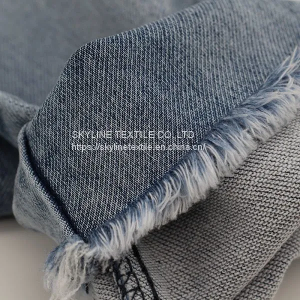 Skyline Textile Knit Like Jeans Fabric Woven Fabrics Manufacturer Recycled Fiber Textile China Denim Fabric for Sale