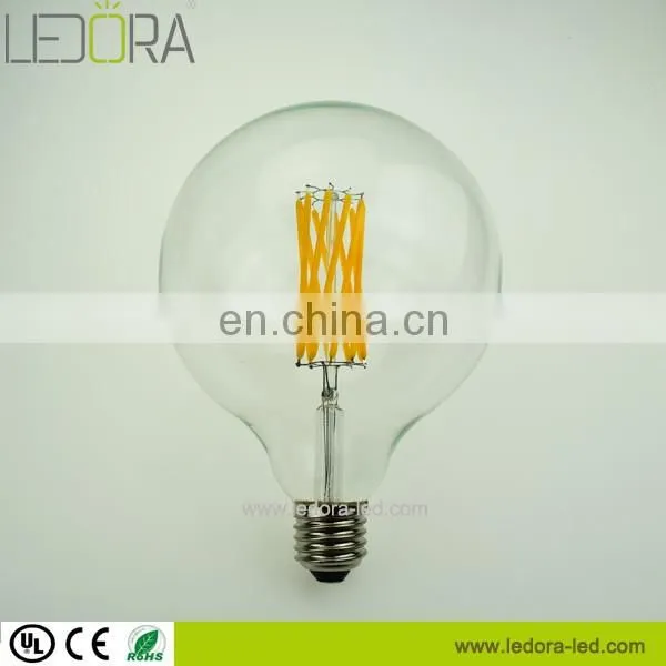 SHEN ZHEN LEDORA G80 G95 G125 Led Globe Lamp 220V 360 Degree All Glass Vintage Led Filament Dimmable