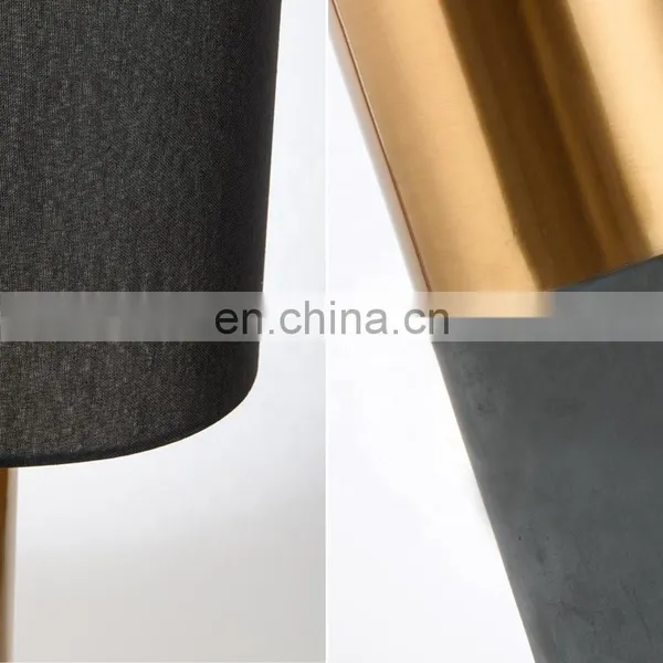 Black Gold Fabric Cement Base Modern Lamp Shade Bedside Hotel Luxury Light Table Lamp photo-4