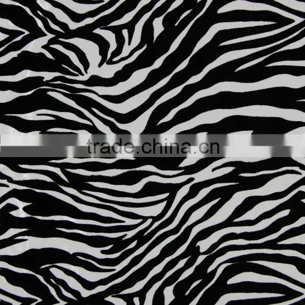 PU Leather Printed Fabric Flocking Fabric for Sofa Zebra-stripe photo-4
