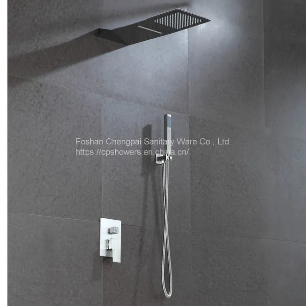 Super Slim Shower Set With Rain Shower Head Three Functions Overhead Shower Wall Mounted With Mixer Handheld Showerhead photo-5