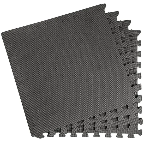 High Density Puzzle Exercise Mat Extra Thick EVA Foam Mat, 24''*24''*1'' Black EVA Foam Exercise Gym Flooring EVA Foam Interlocking Tiles 6 Pieces With PE Bag