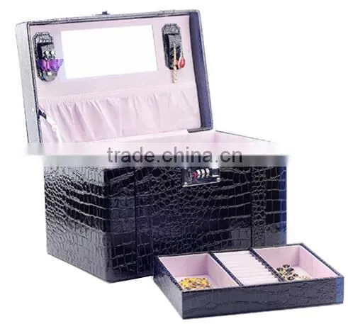 OEM Black Leather Tabletop Jewelry Display Case,leather Travel Jewelry Display Case photo-4