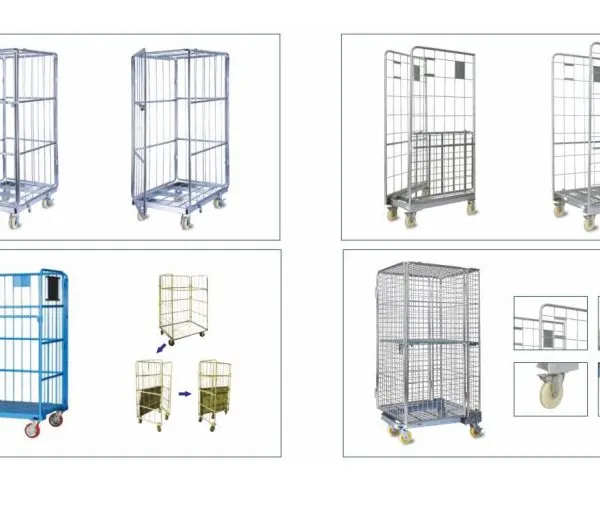Large Roll Container Foldable Steel Warehouse Storage Rolling Pallet Cage Trolley photo-3