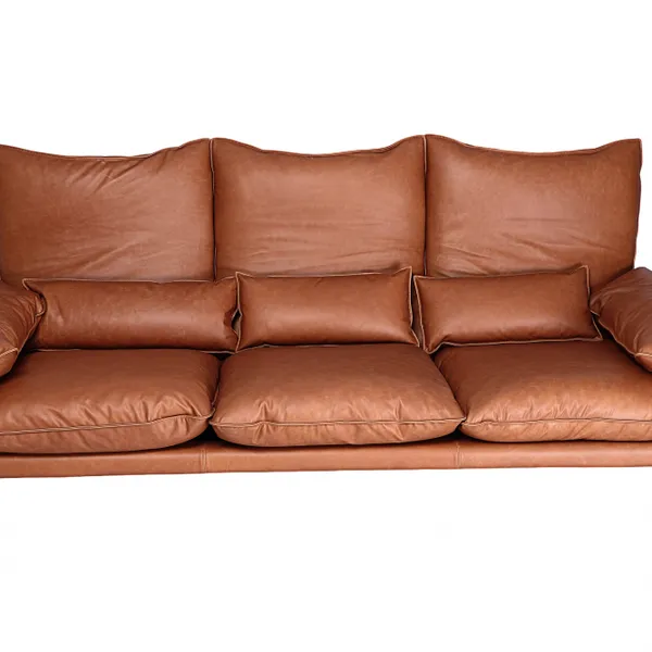 Maralunga 3-Seat Sofa Italian Style Leather Couch With Multi-Pillow Design