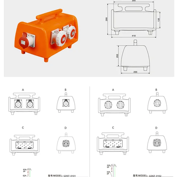 Yellow and Black IP67 Waterproof Plastic Portable Socket Box Outdoor Industrial Machinery Electric Distribution Box photo-3