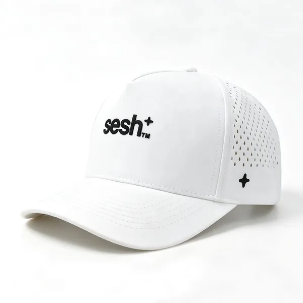 Custom Camp Caps Silicon Logo Golf Cap Camping Hats With Laser Holes photo-3