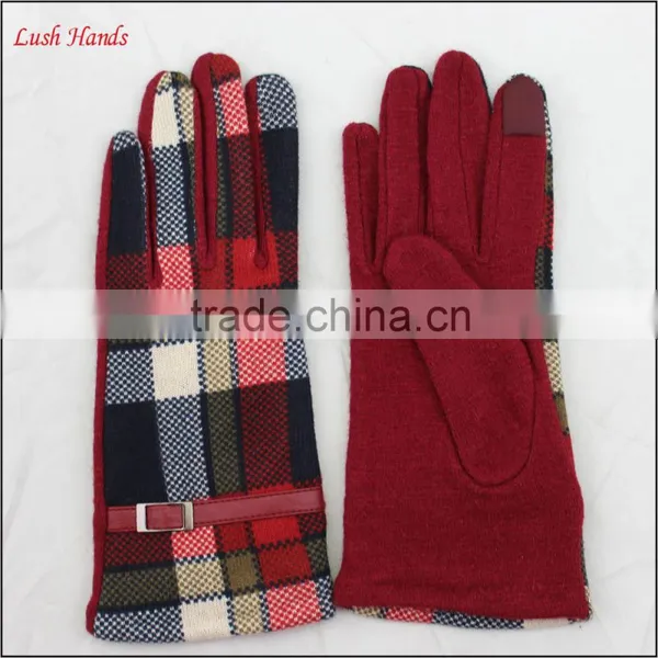 Ladies Cheap Genuine Woolen Top Leather Belt Gloves photo-3