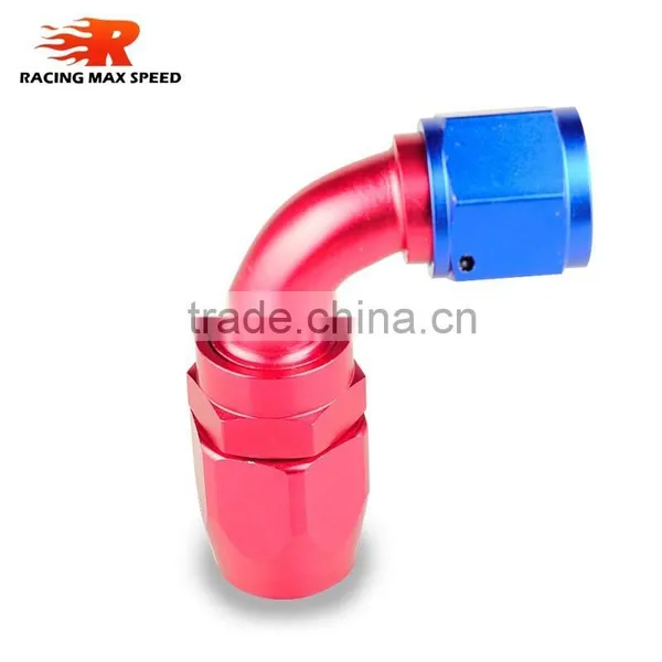 Aluminum Oil Cooler Fitting 90 Degree Resuable Hose End Fuel Line Hose End Fitting Adaptor Cutter Shape Blue and Red 40-090-10 photo-5