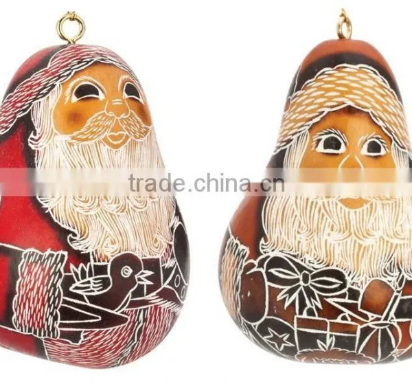 SANTA CLAUS DESIGN PERUVIAN GOURD CRAFT
