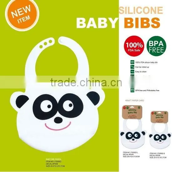 Biodegradable Bamboo Fibre Baby Bibs With Animal Decal, Kids Loved New Bibs With Holder