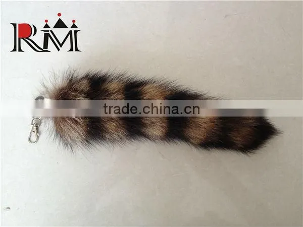 Factory Direct Sale 100% Genuine Raccoon Tails Keychain for Garment Accessories photo-6
