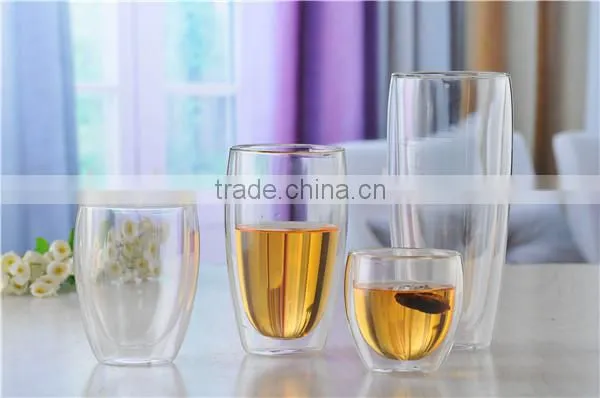 Hand Blown Double Wall Borosilicate Crystal Glass Shot Glass Cup