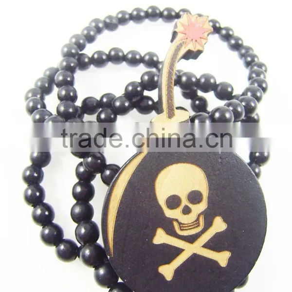 Men's Hip Hop Good Bamb Pendants Wood Rosary Chains Beads Wooden Necklaces photo-3