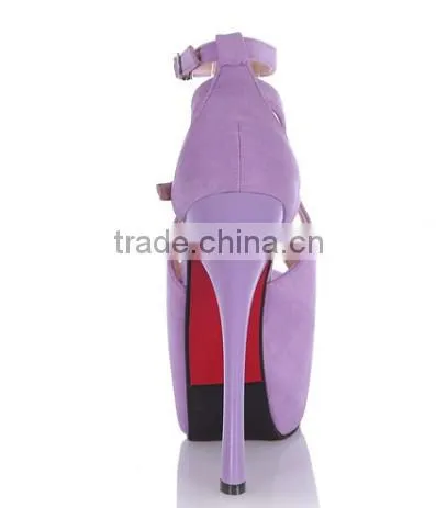 16cm High Heel Peep Toe Sandals Women Fashion Purple Dress Shoe for Party photo-2
