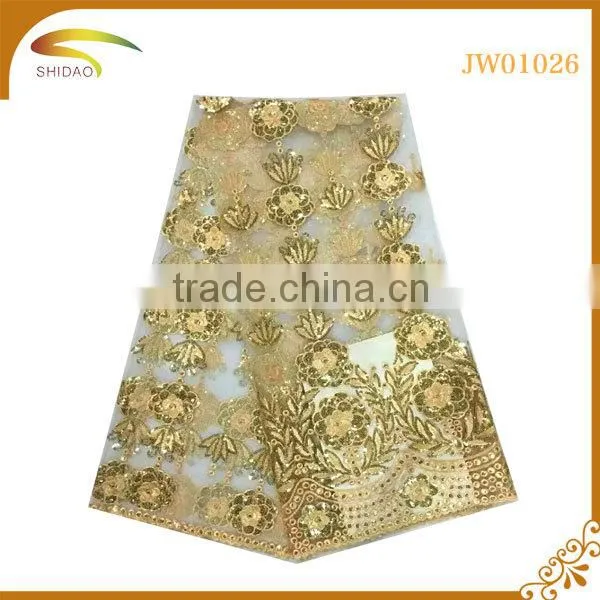 Latest Italy French Gold Decorative Embroidery 3D Patterned Chiffon Silk Fabric Market in USA photo-4