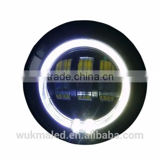 4-1/2" Halo Black LED Auxiliary Spot Fog Passing Lights Lamps Pair Harley Motorcycle photo-2