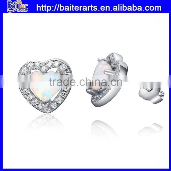 Women 925 Sterling Silver Circle Fire Opal Stone Fashion Designer Earring Wholesale photo-4
