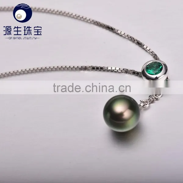 Best Gift 8--9mm Natural Tahitian Black Pearls Necklace Pendant photo-3
