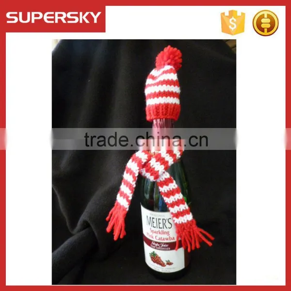 C1569-1 Celebration Party Wine Bottle Cozy Hat and Scarf Set Decoration