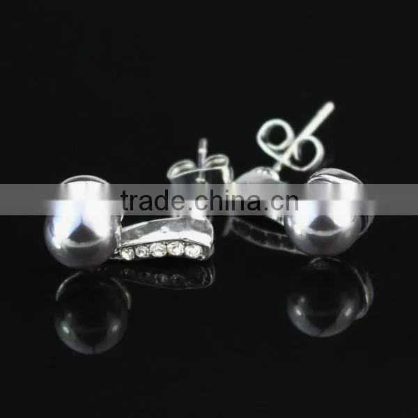 Austrian Crystal Black Pearl Stud Earrings photo-4
