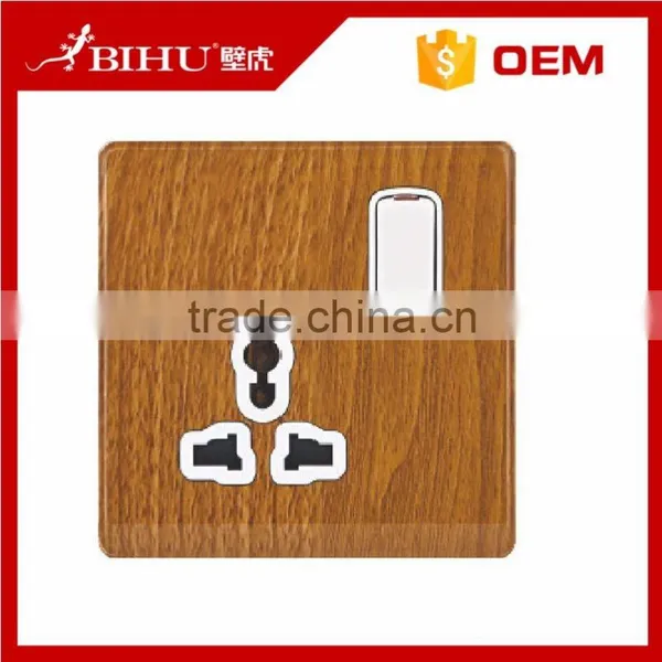 High Fashion Wood Grain Switch Socket With Neon for UK, Universal, 2 Pin and 3 Pin photo-5