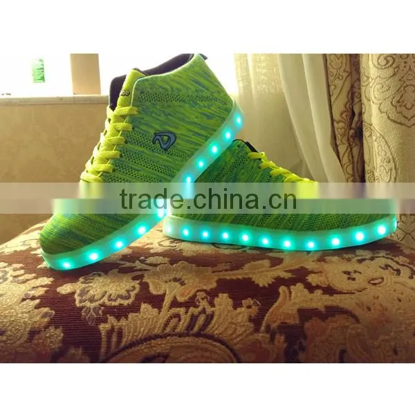 Fashionable Flyknit Pink Led Light Running Shoes Light and Soft for Men and Women Kids Runners photo-3