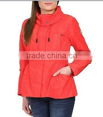 New Design 100% Polyester Waterproof Womens Parka Jakcet in Red Color Quality Choice