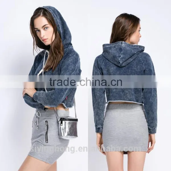 OEM&ODM Custom Wholesale Personality Service Women's Short Denim Hoodies
