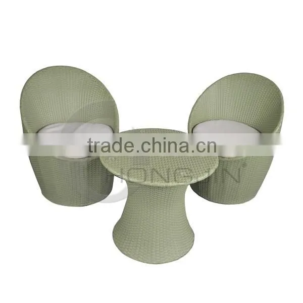 Waterproof Circular PE Rattan Chairs With End Table photo-2