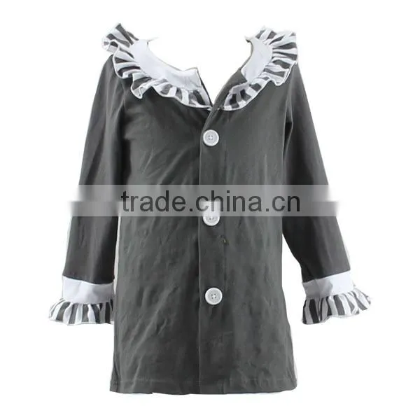 Wholesale OEM Design Stripes Ruffle Cotton Clothes for Kids Long Sleeve Winter Baby Coat