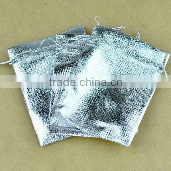 Metallic Gold Stripe Drawstring Pouches photo-3