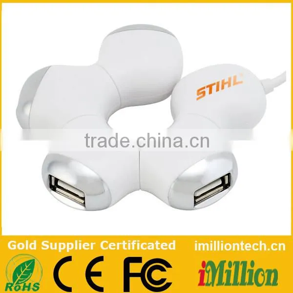 White Colour Usb 2.0 Four 4 Port Hub Driver Could Print Custom Logo