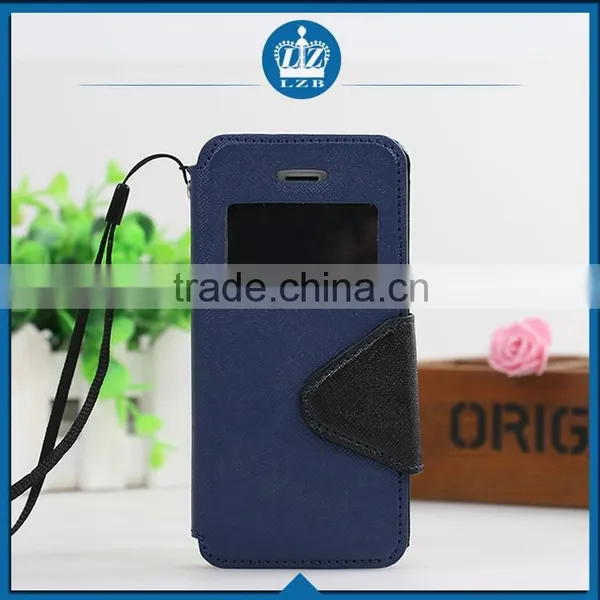 LZB Fashion Contrast Color Series View Windows Smart Leather Flip Case for Apple Iphone 5G photo-4