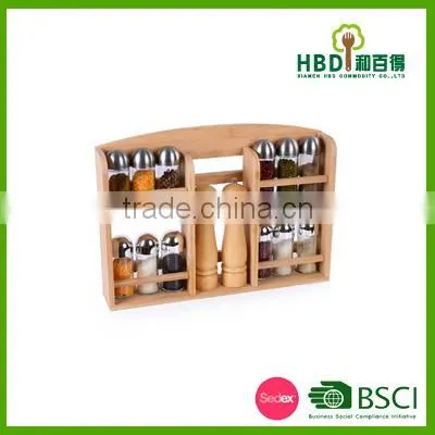Best Selling Premium Bamboo Spice Rack Set With Glass Jars,bamboo Spice Jar Set Wholesale photo-2