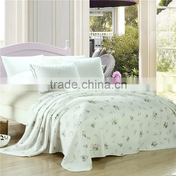 Little Flowers Printed Knitted Cotton Blanket / Throw Cotton Blanket