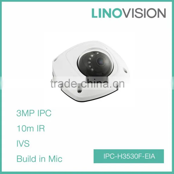 3 Megapixel HD IR Water and Vandal-proof Build in Mic Network Mini Dome IP CCTV Camera