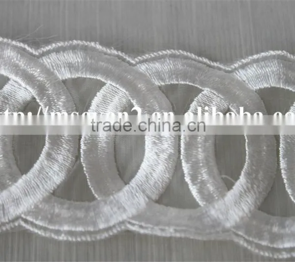 Good Sale Circle Pattern Silk White Polyester Embroidery Lace for Clothing photo-3