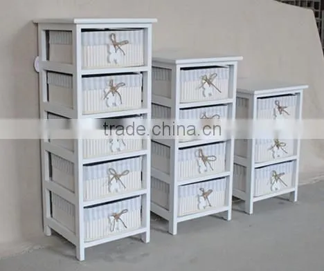 Wooden Cabinet With Fabric Drawer /Living Room Chest photo-4