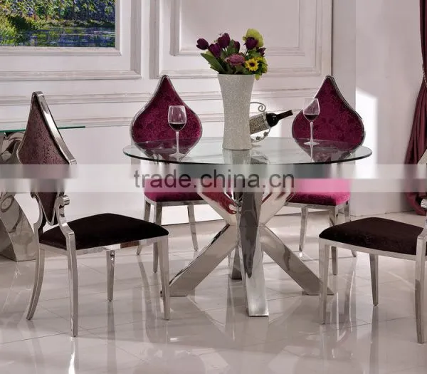 TH383 Stainless Steel Glass Top Fancy Console Table For Dinner photo-3